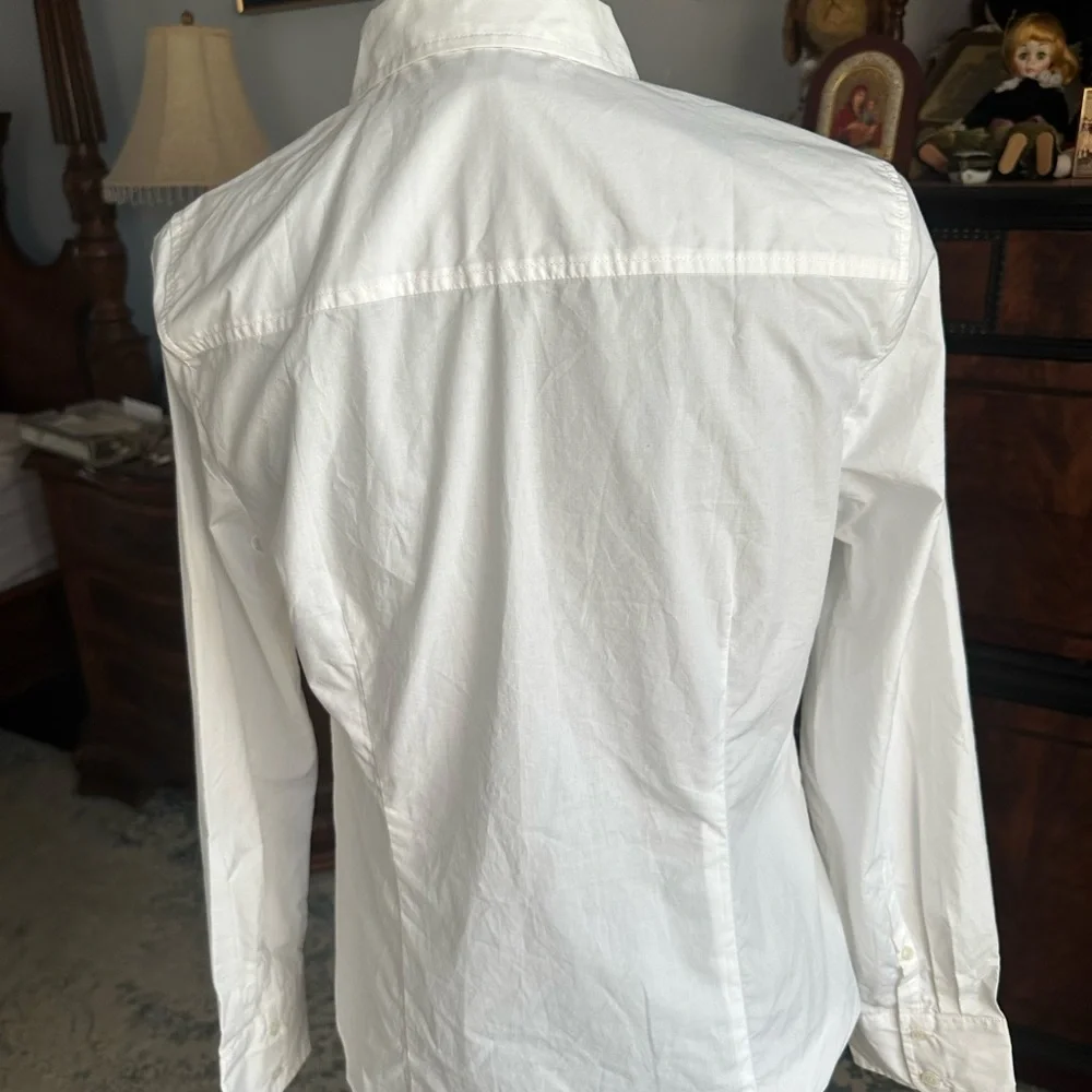 J. CREW Women's White Blouse with Black bow - Picture 3 of 4
